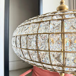 Suspension lumineuse vintage dorée cristaux transparents chaîne métallique classique 30cm 45cm 62cm