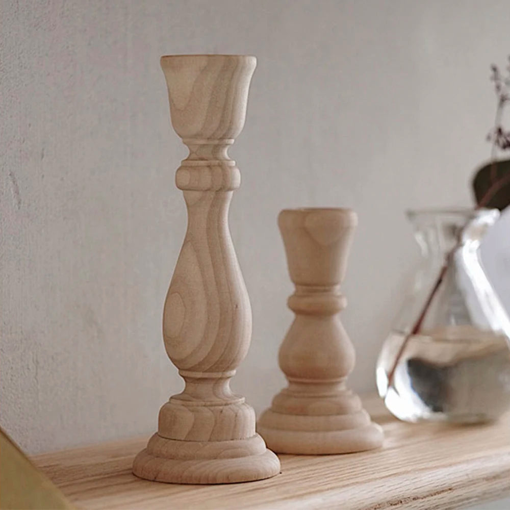 supports bougie bois naturel décoration classique rustique fixer chez soi chandelles incluses