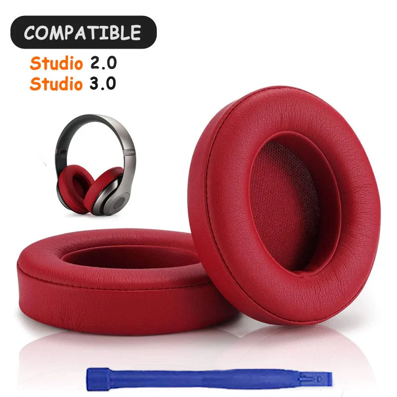 oreillettes casque audio cuir mousse noir gris bleu rouge adhésif confortables ergonomiques remplissage beats