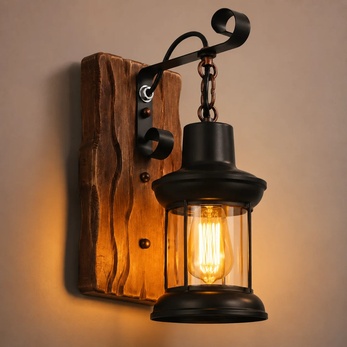 lampe murale industrielle verre opalin abat jour bois ampoule E26 éclairage quotidien cuisine chambre