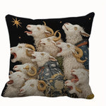 taies d'oreiller vintage motif chèvres noir blanc gris polyester peachskin 45x45cm décoration maison hospitalière