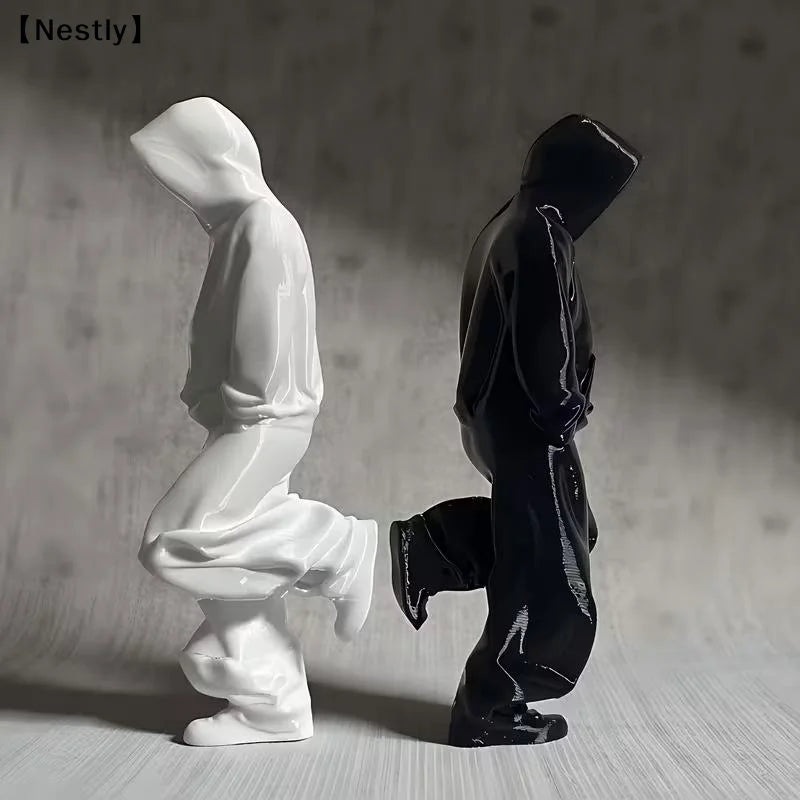 figurines résine humaines stylisées noir blanc minimaliste modernes intérieur