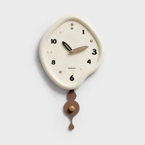 horloge murale moderne abstraite géométrique salon blanc noir pendule marron unique aiguille fixations