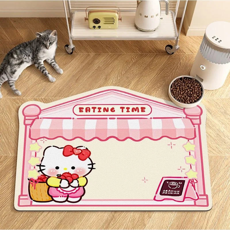 tapis d'alimentation chat chien antidérapant absorbant motif cartoon mignon gamelle animaux maison