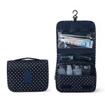 Sac toilette pliable oxford imprimé floral bleu clair motifs blancs roses bleus moderne pratique