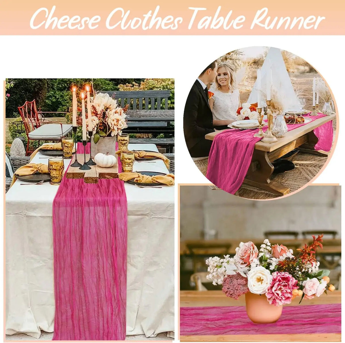 nappe table rose texturée semi transparente élégante rustique mariage fêtes décoration festive