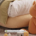 lit moderne minimaliste velours doux beige gris blanc chambre adolescente oreillers coussins