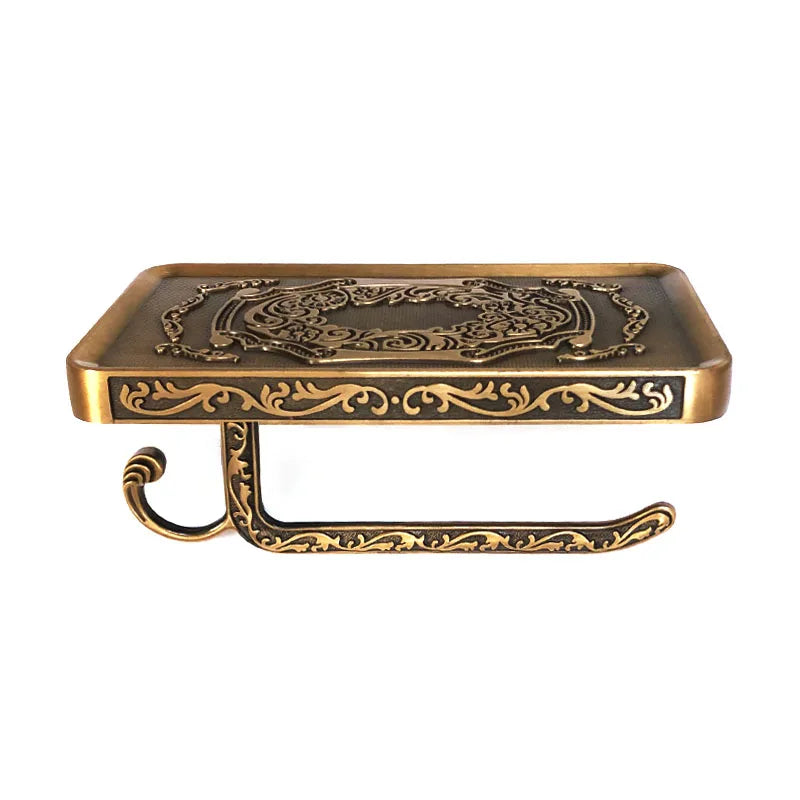 porte papier hygiénique porte serviettes étagère murale ancien floral gravé or argenté fixations sans