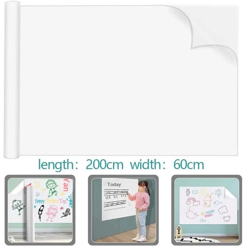 tableau blanc electrostatique adhésif blanc moderne réutilisable enseignement maison 45cm 60cm