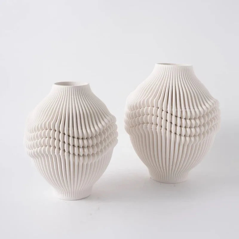 vase céramique moderne blanc texture tissée décoration intérieure plié