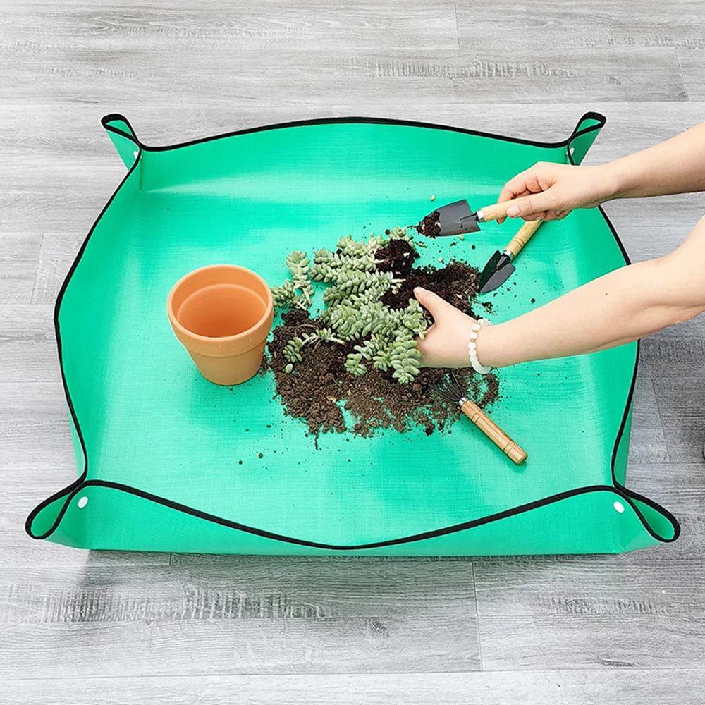 tapis jardinage imperméable vert clair tapis repiquage pliant outils pot fleurs texture moderne