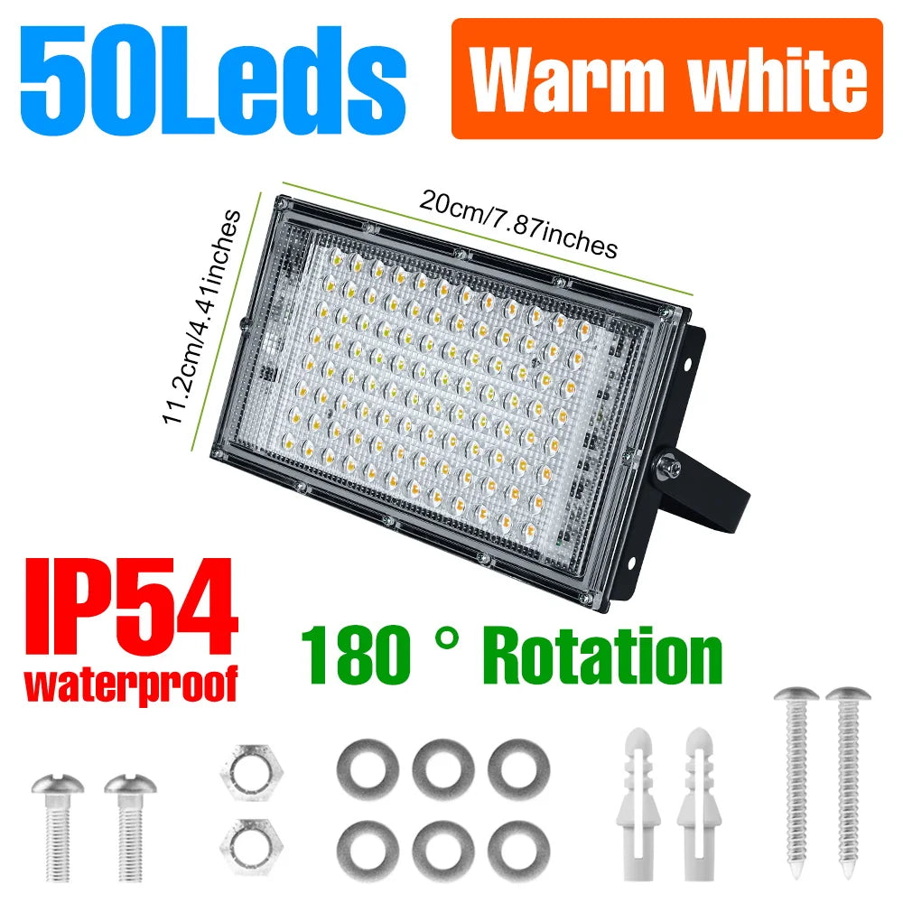 projecteur led extérieur moderne 220v noir 4vis 4rondelles 2clous 274mm139mm