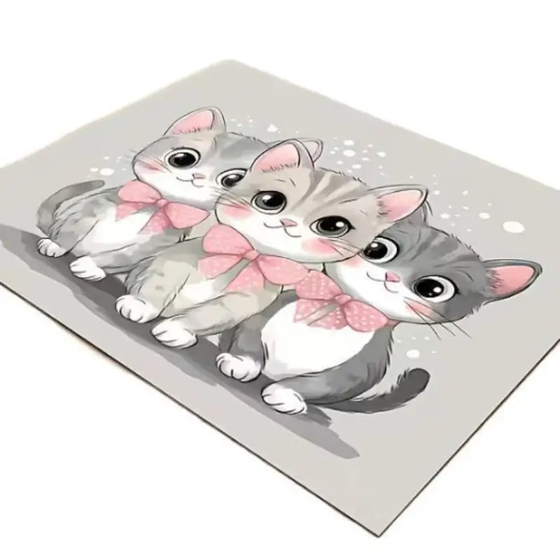tapis antidérapant imperméable dessin animé chats couleurs variées toile jute cartoon assiettes alimentation chats