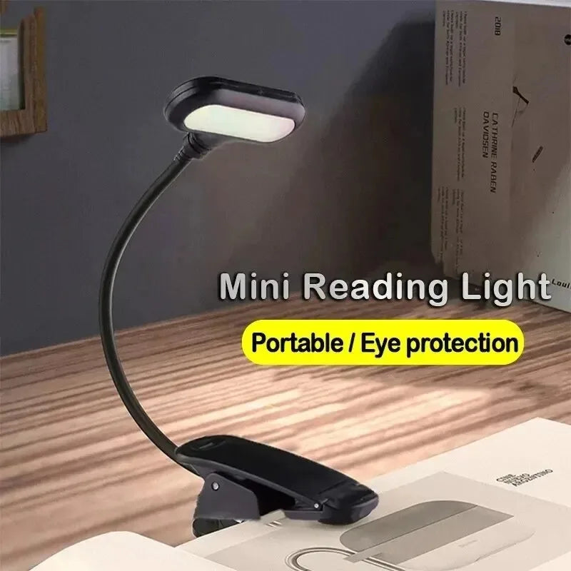 lampe lecture portable noir moderne clip batterie piles flexible étude chambre veilleuse