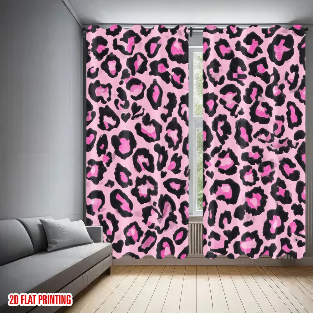 rideaux léopard rose moderne pièces polyester opaques 130x210 75x165 cm
