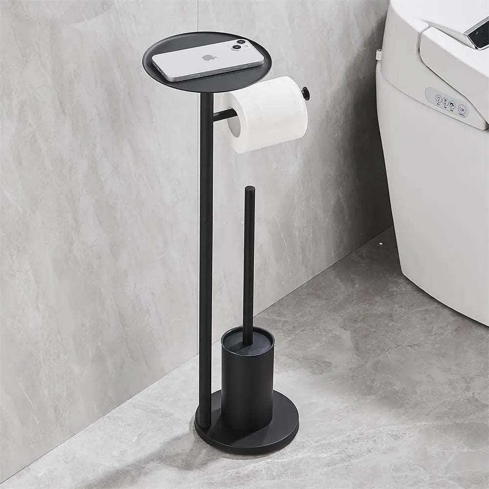 Support papier toilette multifonctionnel moderne acier inoxydable noir durable porte brosse wc papier toilette