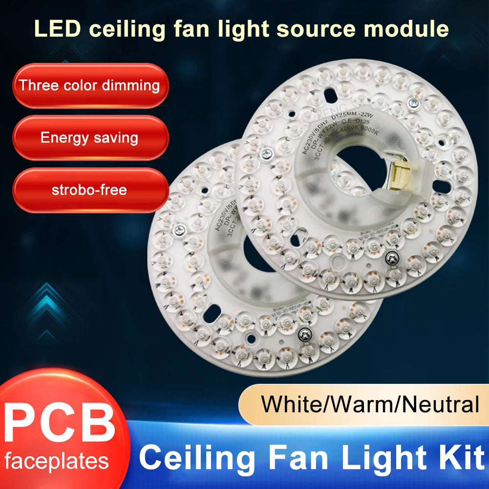 module lumineux ventilateur led blanc blanc chaud neutre moderne vis fixations