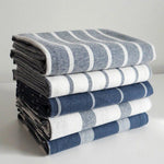serviettes table coton bleu marine blanc rayures carreaux classique rustique