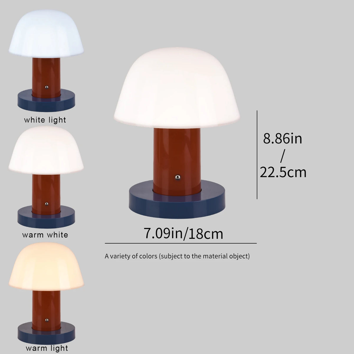 veilleuse table champignon rechargeable led tactile blanc orange bleu marine moderne