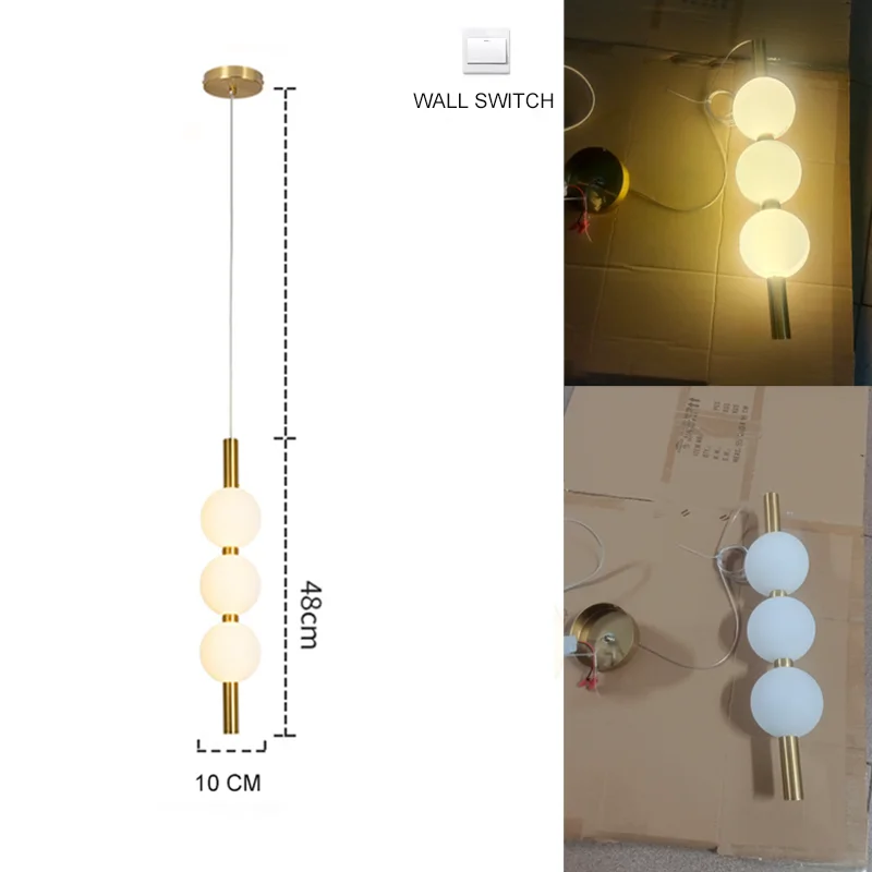 lumières suspendues modernes globes blanc doré chambre salon led minimalistes