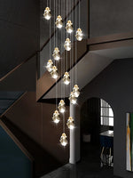 suspension lumineuse contemporaine dorée leds translucides chambre salon élégante 249 2000lm