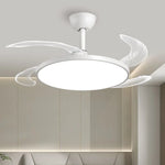 ventilateur led moderne noir blanc ailes lune lumiere télécommande contemporain