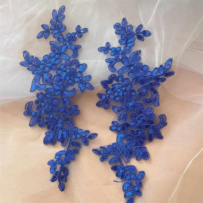appliques decoratives brodees sequins floral violet blanc or rose bleu vert rouge noir