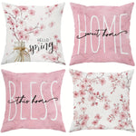 housse coussin imprimé fleurs roses hello spring sweet opaque moderne 45x45cm polyester