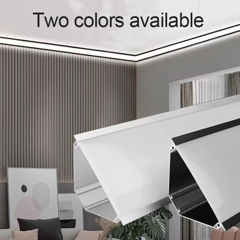Détail du profilé LED plafond en aluminium design moderne