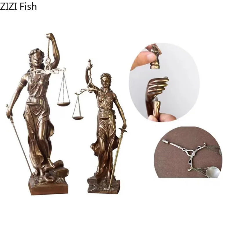 statue justice résine bronze doré décoration classique balance épée livre moderne chambre
