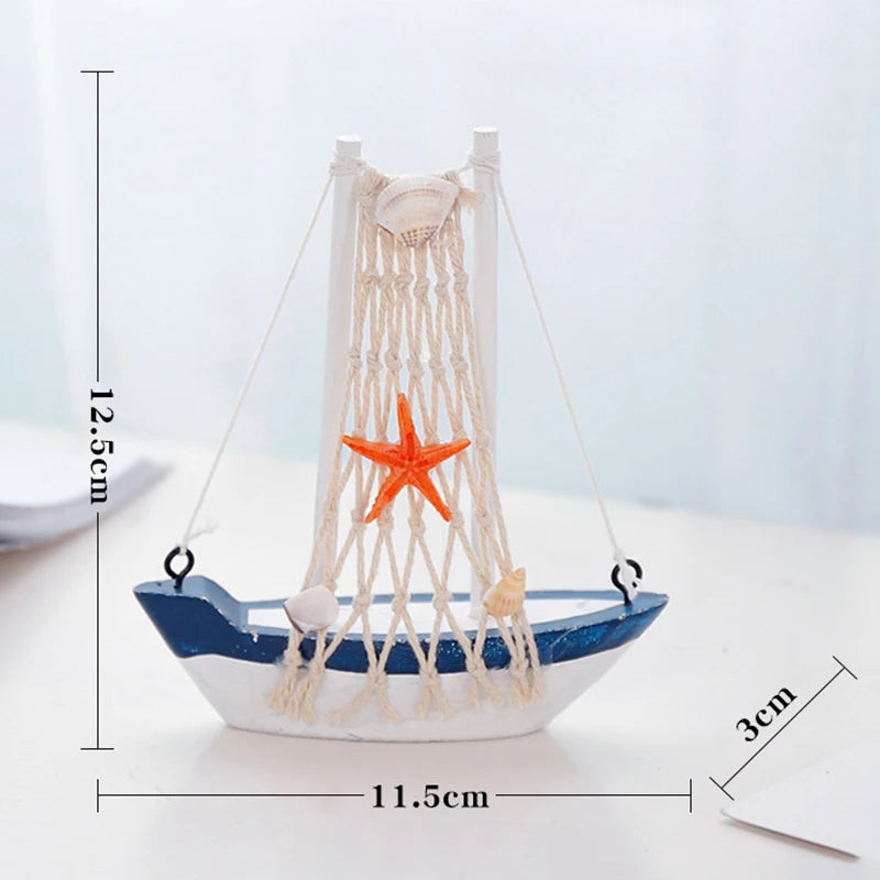 décoration nautique bateau voile blanc bleu orange marin artisanal festive anniversaire thuyền gỗ