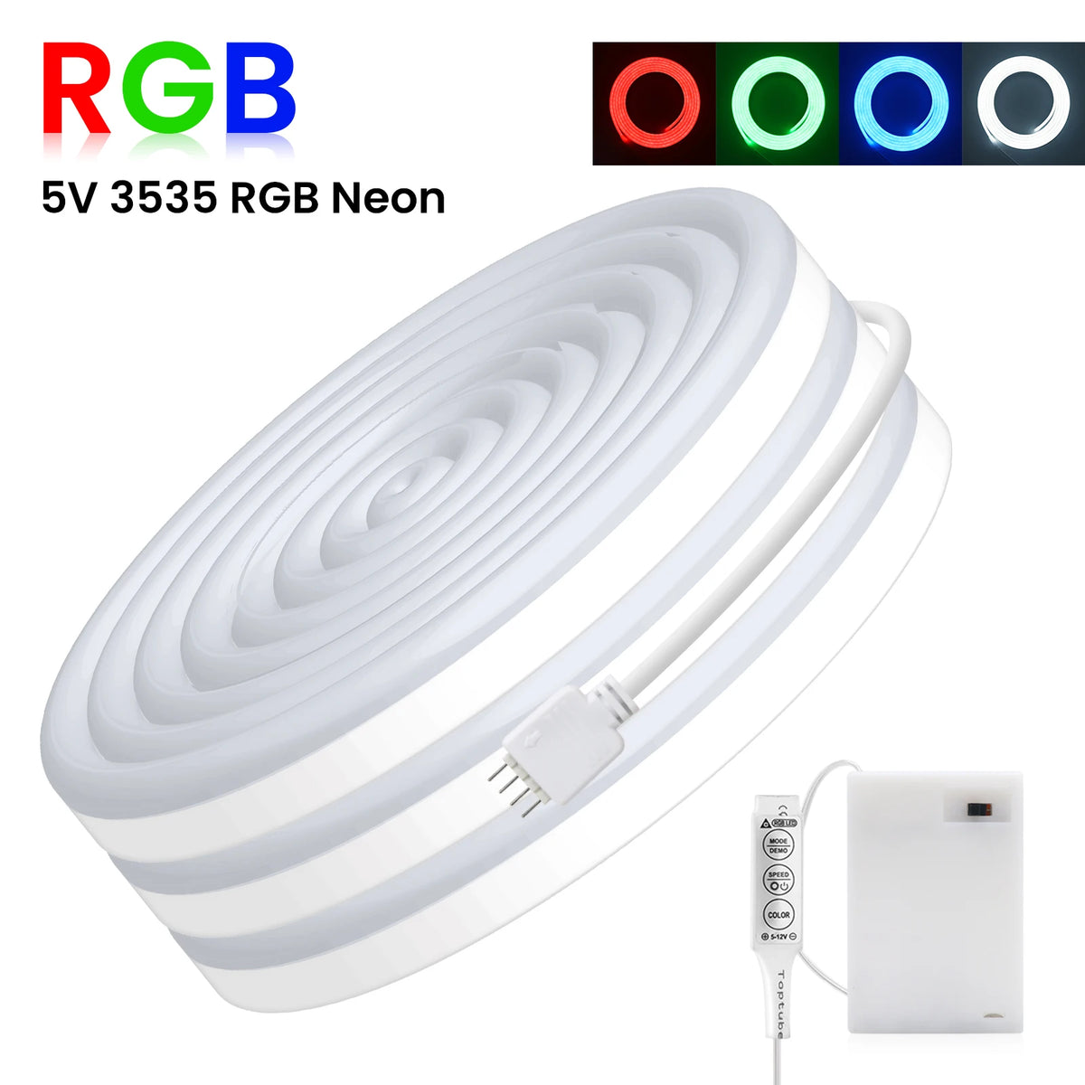 ruban led neon rgb bluetooth flexible étanche télécommande piles chambre moderne