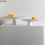 support fruits céramique blanc noir moderne assiette dessert gâteaux collations rangement plateau lisse
