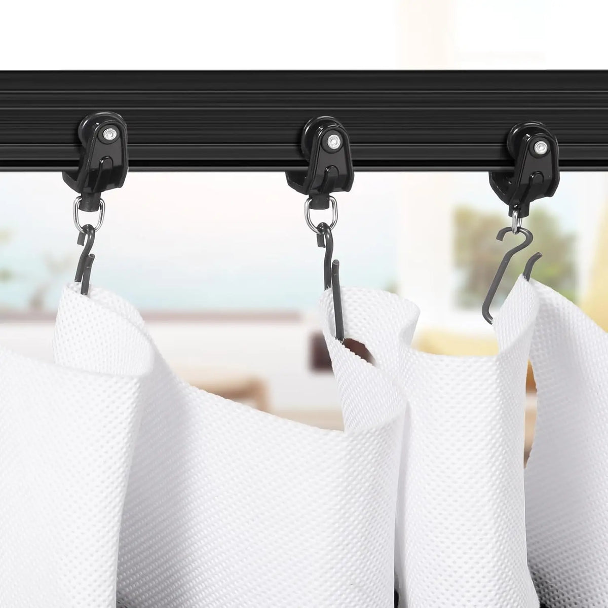 rideaux modernes clips barre noir blanc motifs floraux rayures horizontales