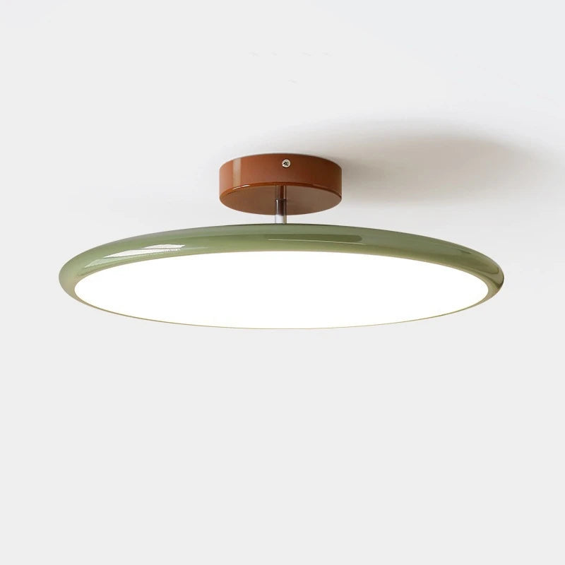 plafonnier moderne rond vert beige marron lisse opaqué télécommande led 40cm 50cm lumière chaude