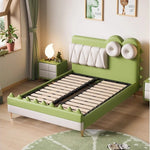 lit enfant vert clair simili cuir crocodile contemporain table chevet tapis jouets bois chambre