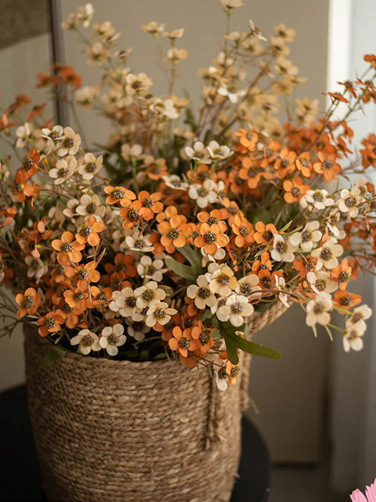 bouquet fleurs artificielles orange blanc vert moderne décoration intérieure maison salon événement festive