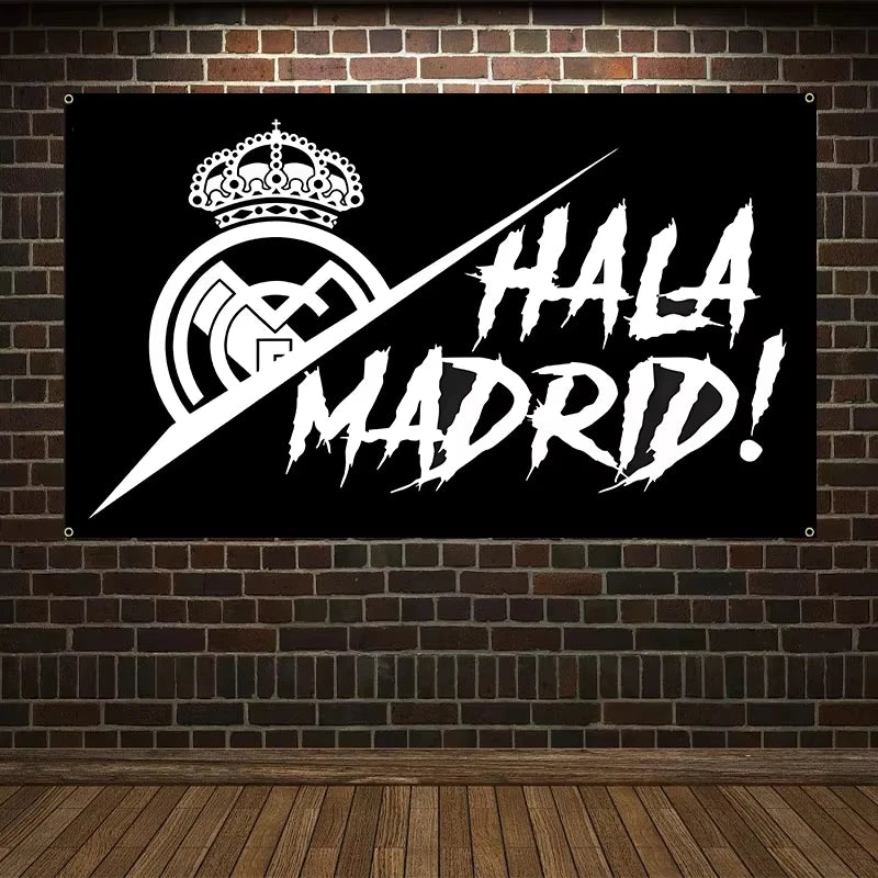 bannière hala madrid logo real madrid noir blanc graphique moderne chambre salon