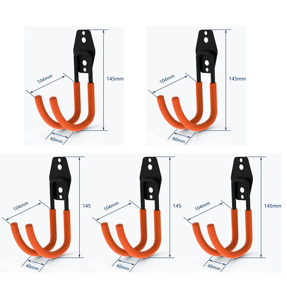 crochet mural moderne noir orange fixations vis chevilles support garage vélos équipements sport