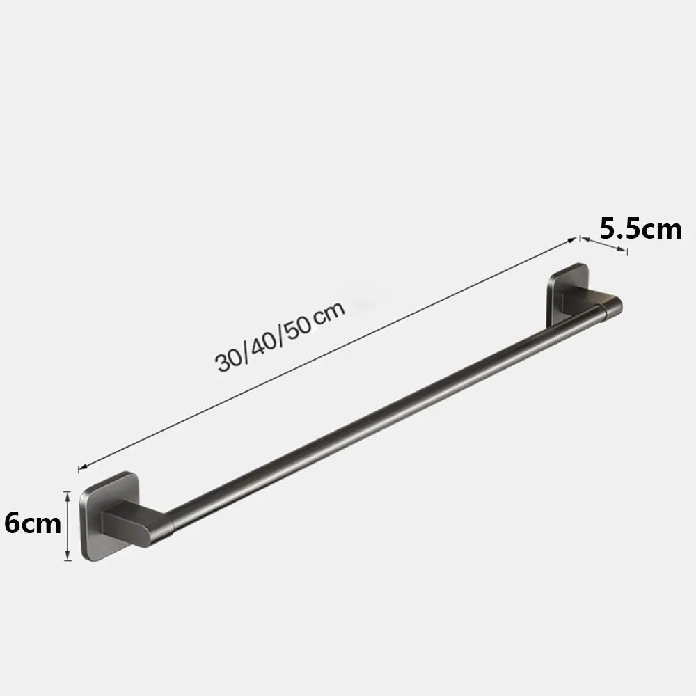 porte serviettes mural adhésif gris lisse moderne salle bain barre 30cm 40cm 50cm papier