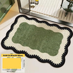 tapis bain vert rayures bordure dentelée moderne élégant imperméable antidérapant polyester usage maison hôtelextérieur