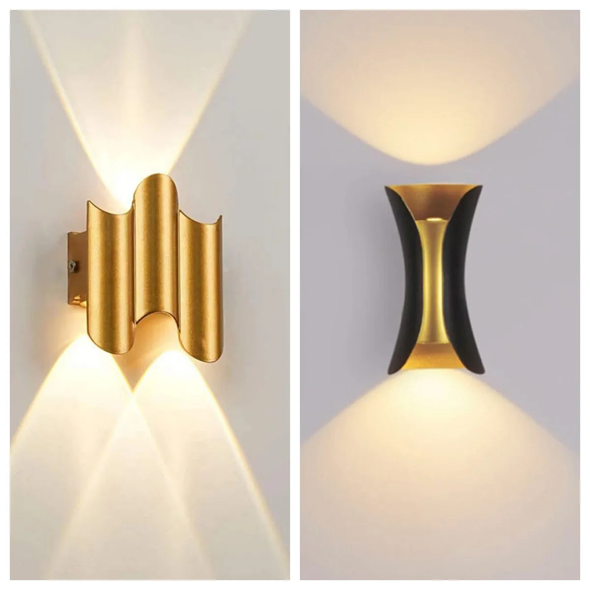 applique murale or noir ondulé contemporain ip65 led 2492000lm 90260v fixations