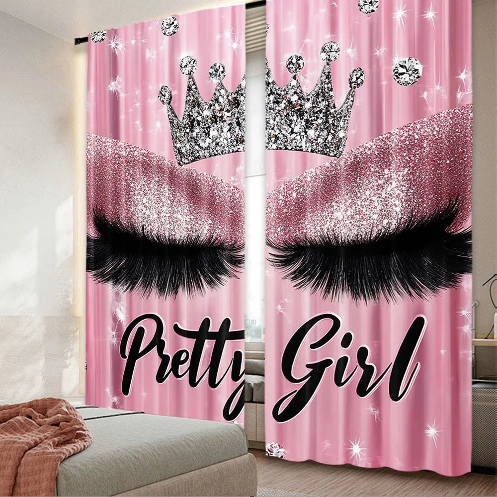 rideau moderne rose pâle princesse strass couronne mèches cils opaquet polyester 100 grande taille