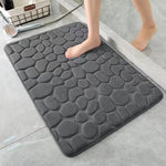 tapis bain antidérapant mousse polyester texture cailloux moderne noir gris
