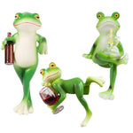 statue grenouille verte bleue jardin résine décorative pots fleurs outils pelle pioche chapeau succulentesintérieurextérieur