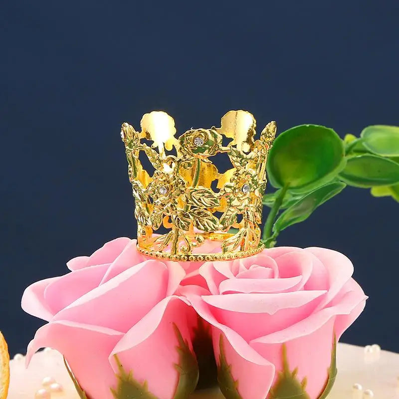 décoration gâteau couronne or argent cristaux topper anniversaire mariage fête élégant baroque