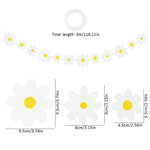 guirlande fleurs anniversaire mariage blanc jaune simple décoration minimaliste océillets inclusion ruban protection