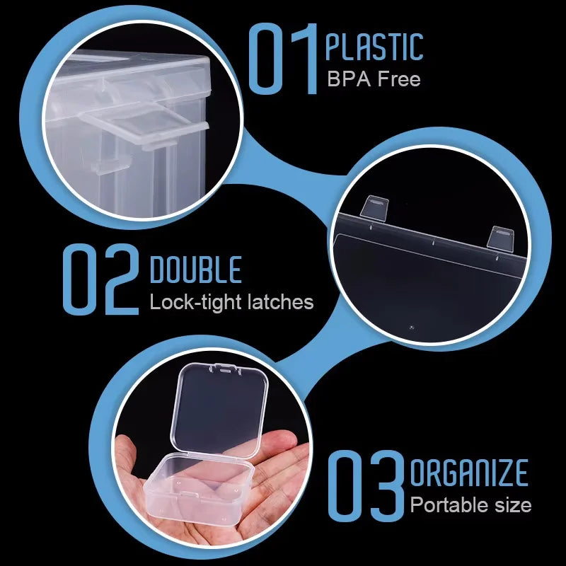 boîtes rangement transparentes modernes clips serrage set 30 compartiments organisation bijoux petits objets
