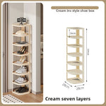 étagère rotative moderne multi niveaux beige clair rayures verticales supports rangement robuste anti dérapant