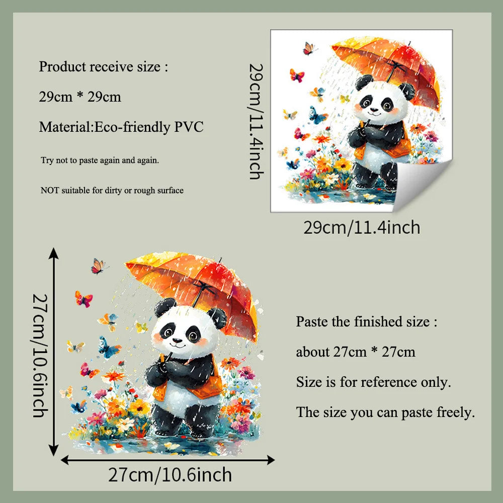 sticker mural panda fleuri auto adhésif cartoon coloré maison salon chambreOpaque stickers animaux décoratifs
